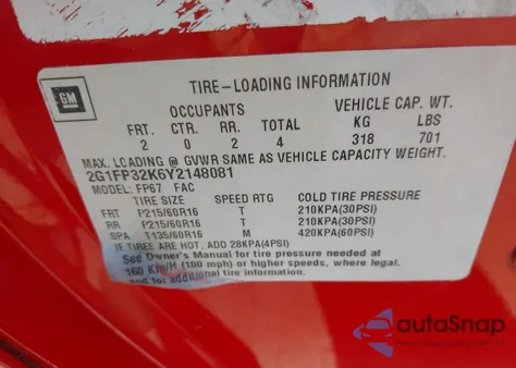 2000 Chevrolet Camaro z USA, uszkodzony, nr VIN 2G1FP32K6Y2148081